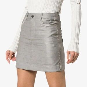 GANNI silk wool blend plaid mini skirt with rhinestone detail